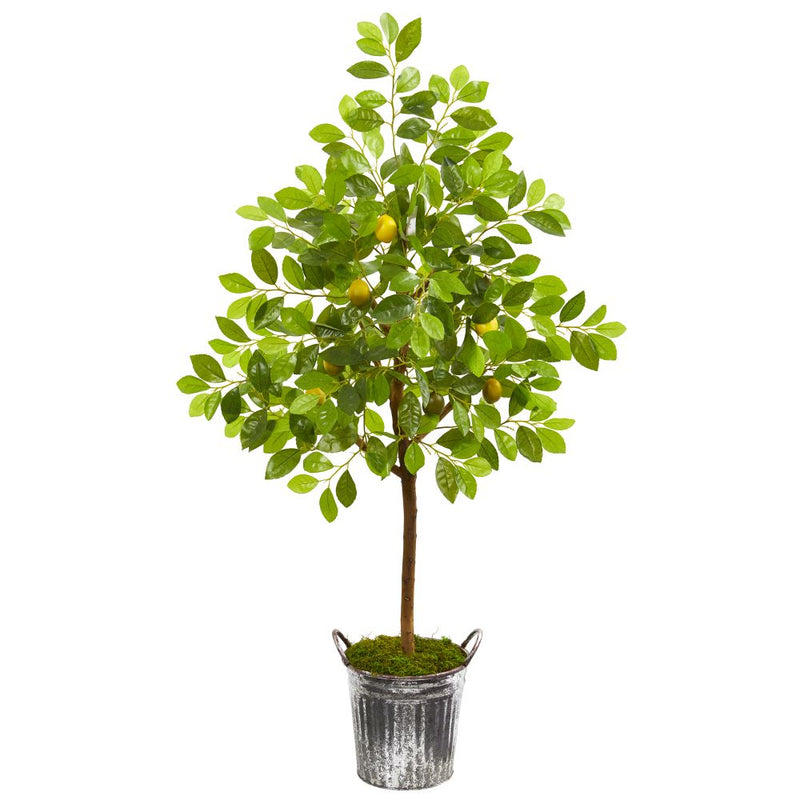 54” Lemon Artificial Tree in Vintage Metal Bucket Default Title