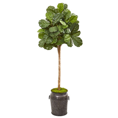 6’ Fiddle Leaf Fig Artificial Tree in Metal Planter Default Title