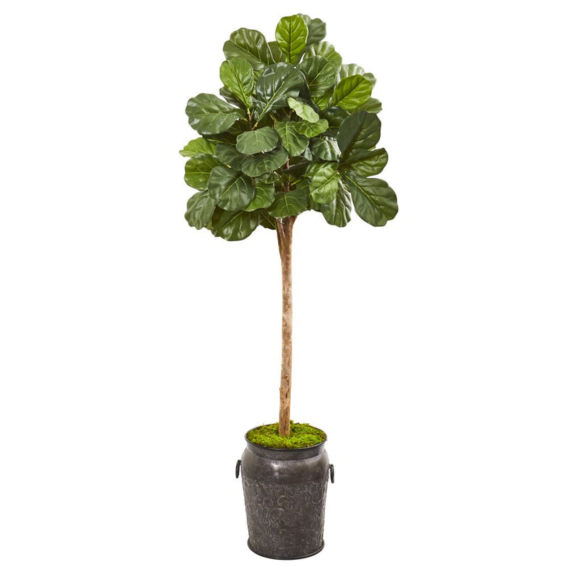 6’ Fiddle Leaf Fig Artificial Tree in Metal Planter Default Title