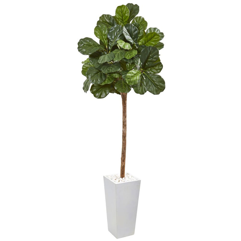 75” Fiddle Leaf Fig Artificial Tree in White Planter Default Title