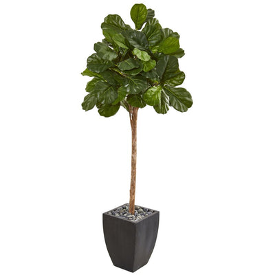 71” Fiddle Leaf Fig Artificial Tree in Black Planter Default Title