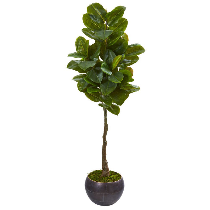 64” Rubber Leaf Artificial Tree in Metal Planter (Real Touch) Default Title