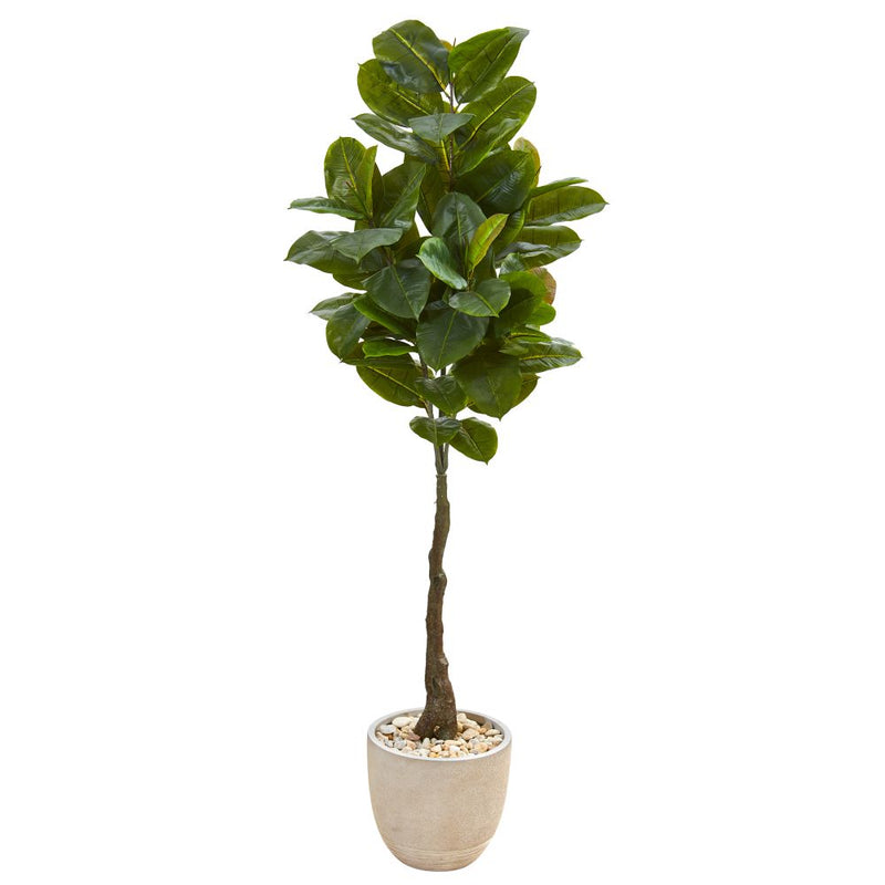 67” Rubber Leaf Artificial Tree in Sandstone Planter (Real Touch) Default Title