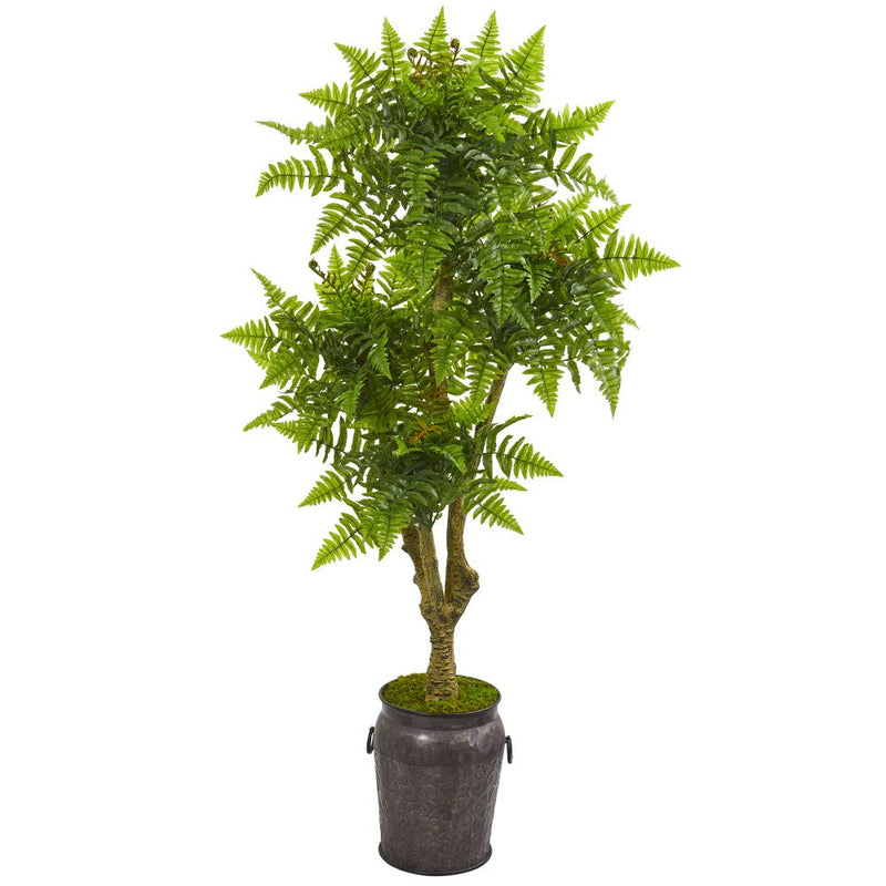 75” Boston Fern Artificial Tree in Planter UV Resistant (Indoor/Outdoor) Default Title