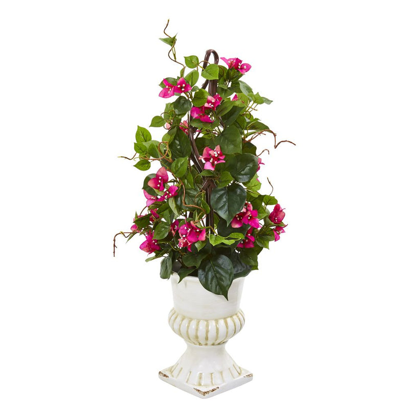 29” Bougainvillea Artificial Climbing Plant in White Urn Default Title