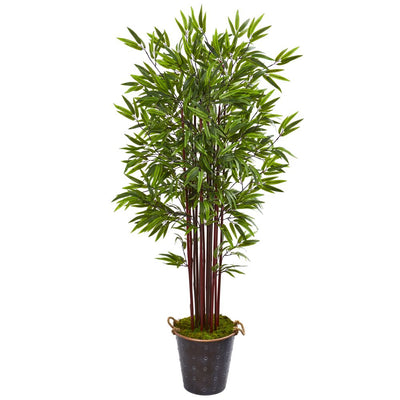 74” Bamboo Artificial Tree in Metal Planter Default Title