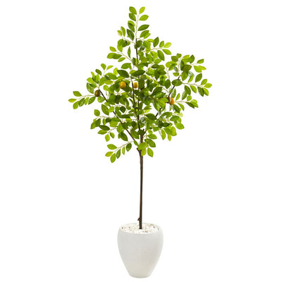 68” Lemon Artificial Tree in White Planter Default Title