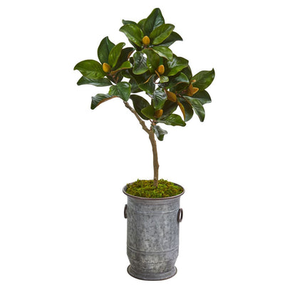 45” Magnolia Leaf Artificial Tree in Vintage Metal Planter Default Title