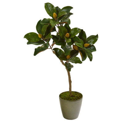 41” Magnolia Leaf Artificial Tree in Olive Green Planter Default Title