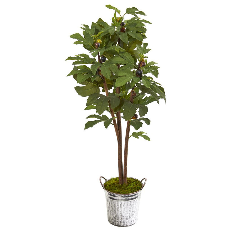 4’ Fig Artificial Tree in Vintage Metal Planter Default Title