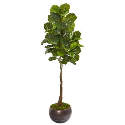 66” Fiddle Leaf Artificial Tree in Metal Bowl (Real Touch) Default Title