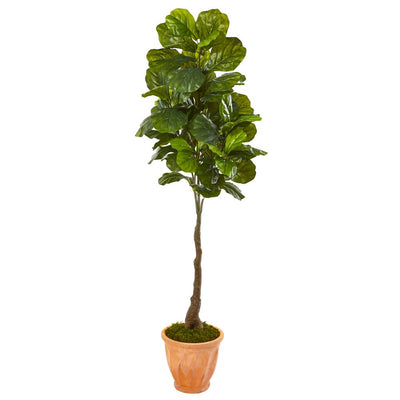 67” Fiddle Leaf Artificial Tree in Terra-Cotta Planter (Real Touch) Default Title