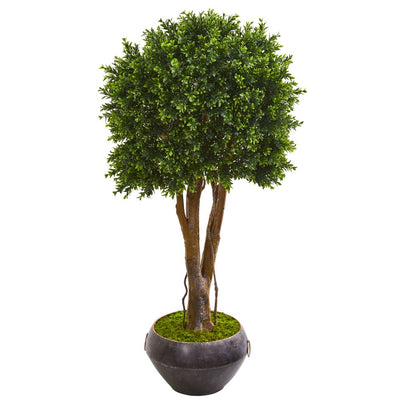 47” Boxwood Artificial Topiary Tree in Metal Bowl UV Resistant (Indoor/Outdoor) Default Title