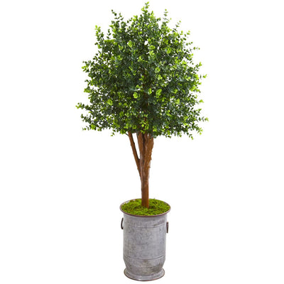 57” Eucalyptus Artificial Tree in Metal Planter UV Resistant (Indoor/Outdoor) Default Title