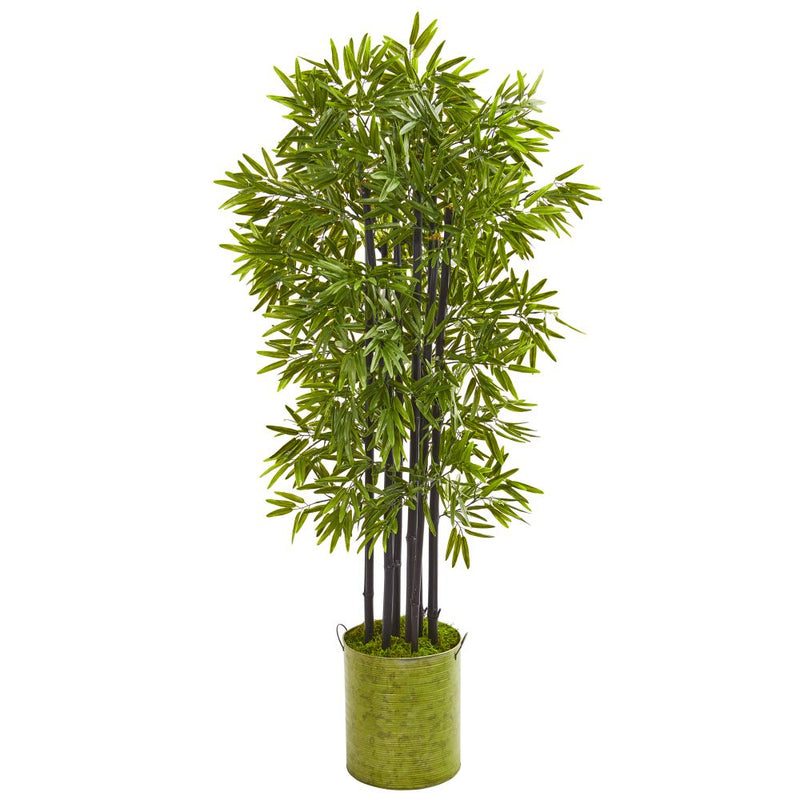 57” Bamboo Artificial Tree with Black Trunks in Green Planter UV Resistant (Indoor/Outdoor) Default Title