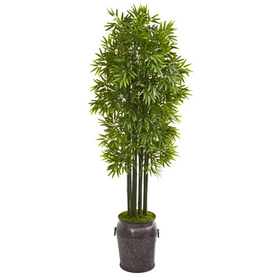 6’ Bamboo Artificial Tree with Black Trunks in Planter UV Resistant (Indoor/Outdoor) Default Title