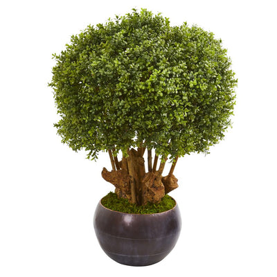 38” Boxwood Artificial Topiary Tree in Decorative Bowl (Indoor/Outdoor) Default Title