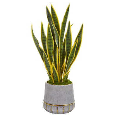 30” Sansevieria Artificial Plant in Stoneware Planter Default Title