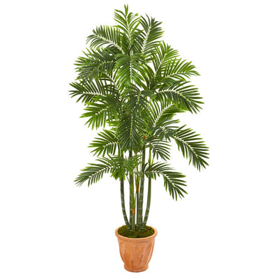 68” Areca Palm Artificial Tree in Orange Planter Default Title