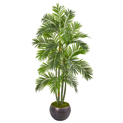 68” Areca Palm Artificial Tree in Metal Bowl Default Title