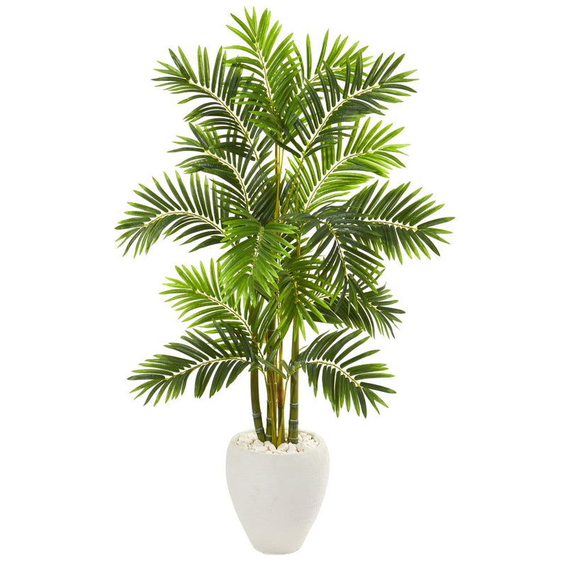 63” Areca Palm Artificial Tree in White Planter Default Title