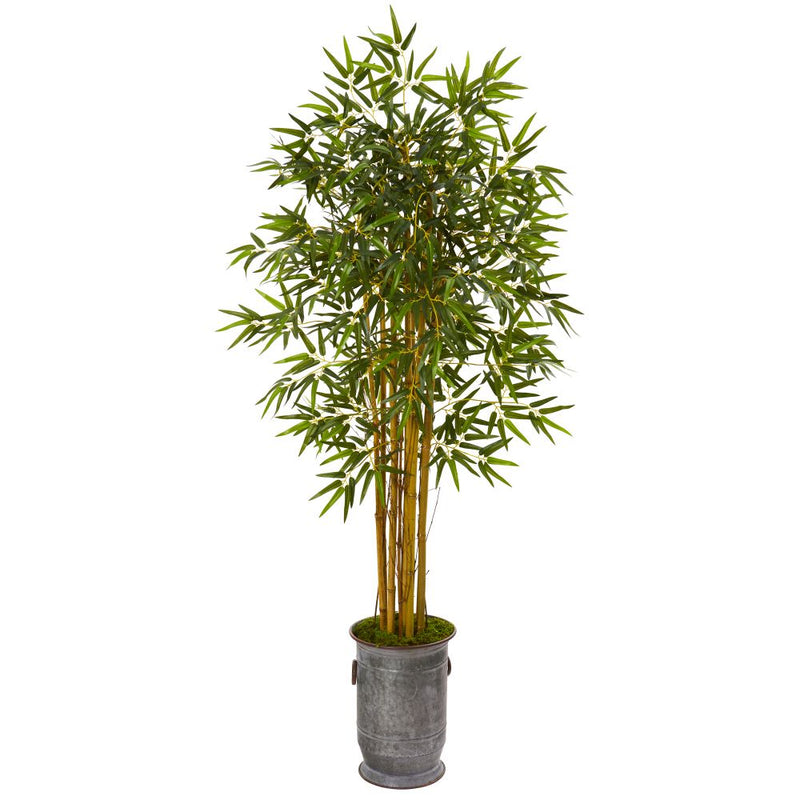 68” Bamboo Artificial Tree in Vintage Metal Planter Default Title