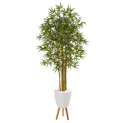 74” Multi Bambusa Bamboo Artificial Tree in White Planter with Stand Default Title