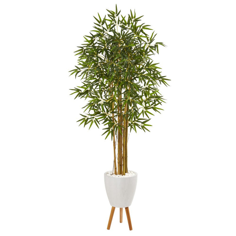 74” Multi Bambusa Bamboo Artificial Tree in White Planter with Stand Default Title