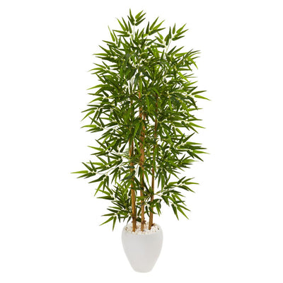 63” Bamboo Artificial Tree in White Planter Default Title