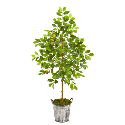 55” Lemon Artificial Tree in Vintage Metal Pail Default Title