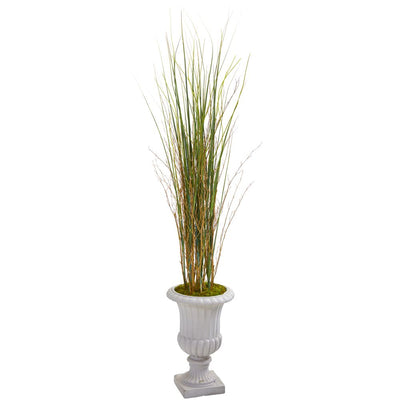 49” Grass and Bamboo Artificial Plant in Gray Urn Default Title