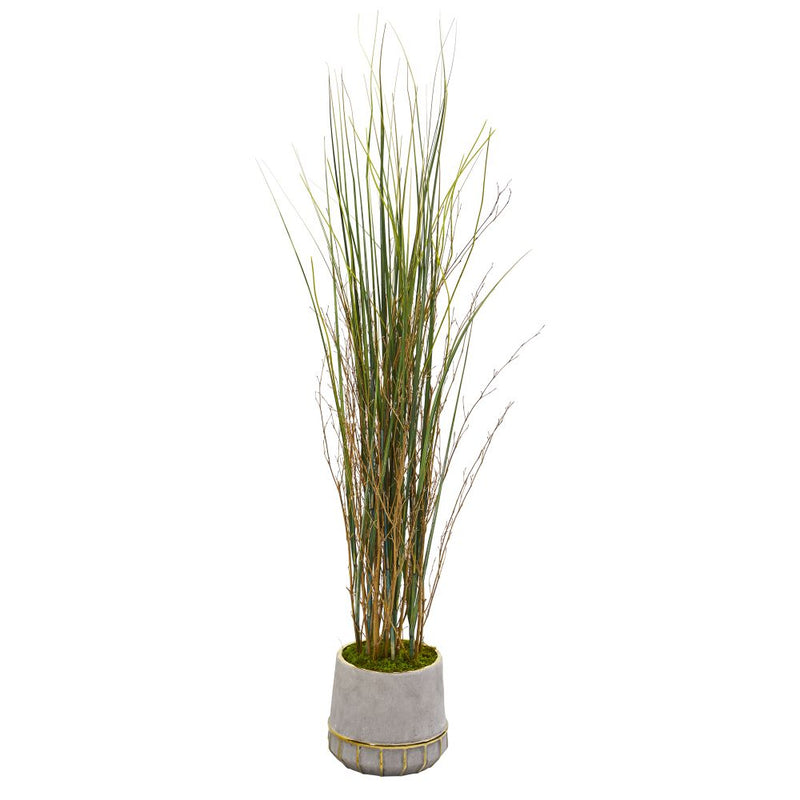 41” Grass and Bamboo Artificial Plant in Planter with Gold Trimming Default Title