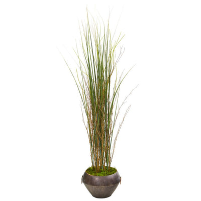 41” Grass and Bamboo Artificial Plant in Metal Bowl Default Title