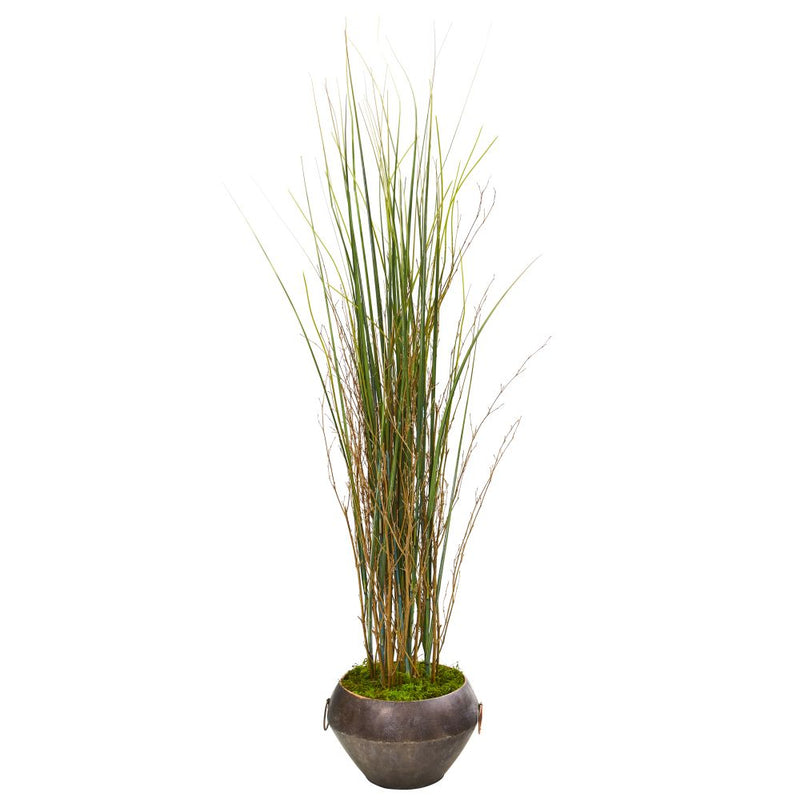 41” Grass and Bamboo Artificial Plant in Metal Bowl Default Title