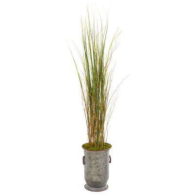 45” Grass and Bamboo Artificial Plant in Vintage Metal Planter Default Title