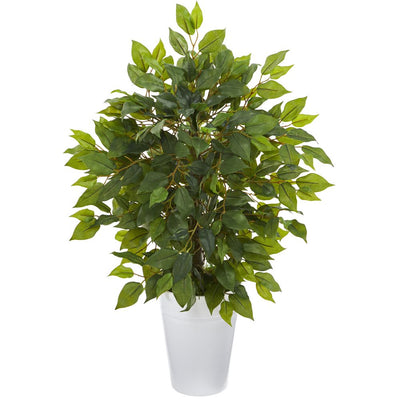 16” Mini Ficus Artificial Tree in White Planter Default Title