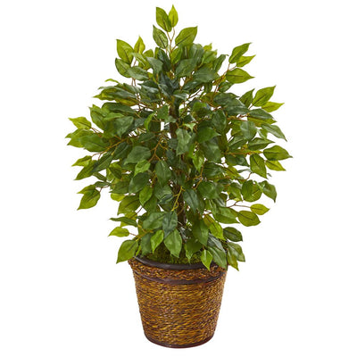 18” Mini Ficus Artificial Tree in Basket Default Title