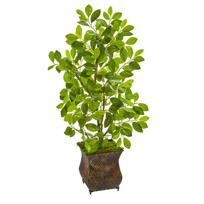 35” Ficus Artificial Tree in Decorative Metal Planter Default Title