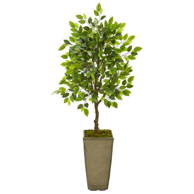 46” Mini Ficus Artificial Tree in Green Planter Default Title