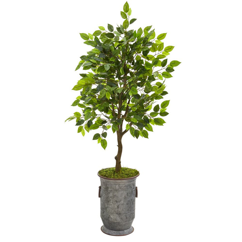 41” Ficus Artificial Tree in Vintage Metal Planter Default Title