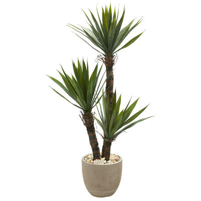 56” Yucca Artificial Tree in Sandstone Planter Default Title