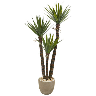 60” Yucca Artificial Tree in Sandstone Planter Default Title