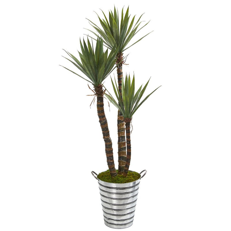 63” Yucca Artificial Tree in Tin Bucket Default Title