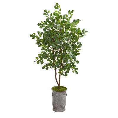 57” Oak Artificial Tree in Vintage Metal Planter Default Title