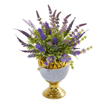 19” Lavender Artificial Arrangement in Decorative Urn Default Title