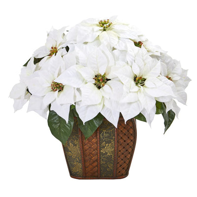 18” Poinsettia Artificial Arrangement in Decorative Planter Default Title