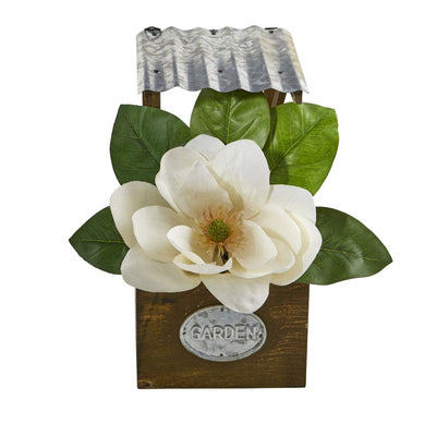 14” Magnolia Artificial Arrangement in Tin Roof Planter Default Title