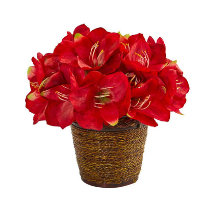 Amaryllis Artificial Arrangement in Basket Default Title