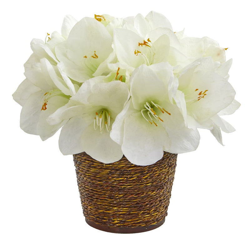 Amaryllis Artificial Arrangement in Basket Default Title