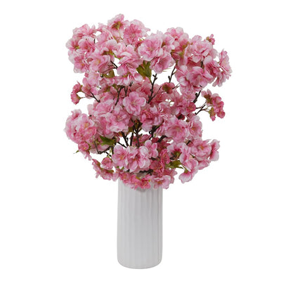 18” Cherry Blossom Artificial Arrangement in White Vase Default Title